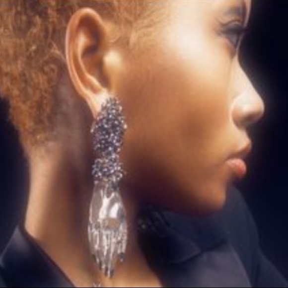 Alexis Bittar Coveteur Huge Hand Lucite pearls Gemstones One Statement Earring - Picture 4 of 16